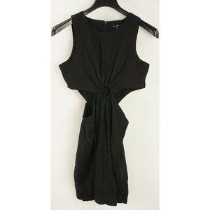 New Ever After Women's Size S Black Tencel Linen Cutout Ring Accent‎ Mini Dress